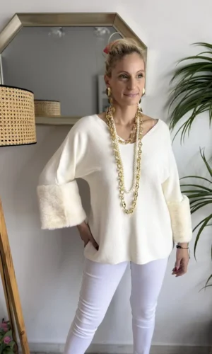 Leon υπέροχη μπλούζα με γουνάκι