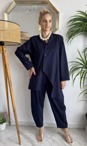 Sarlot ριγέ set ασύμμετρο oversized