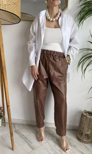 Greta δερματίνη παντελόνι