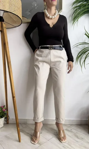 Amel ελαστικό παντελόνι με ζώνη